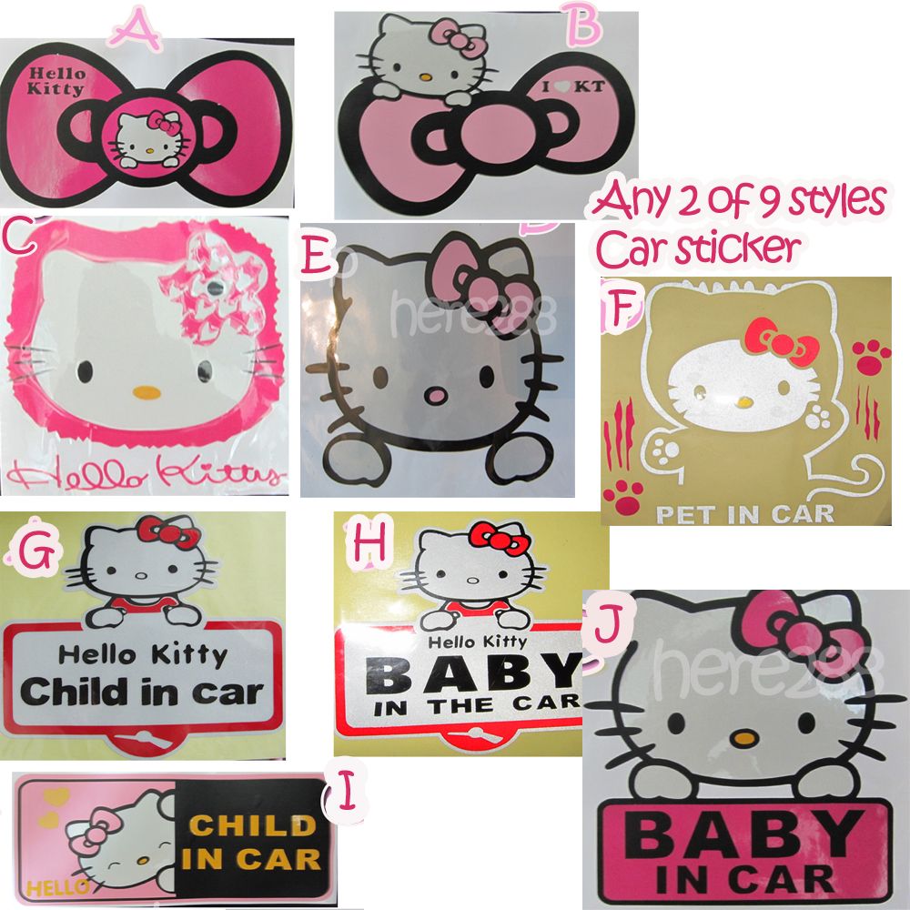 2x Hello Kitty Car sticker Wall sticker +1 iphone case/ galaxy