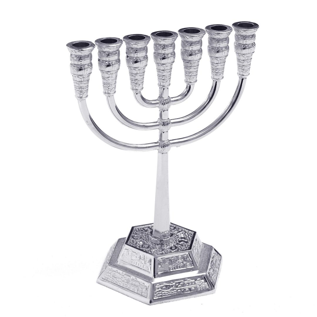 Argenté Jérusalem Bougie Support Décoratifs Judaïque 7 Branche Menorah Israël eBay