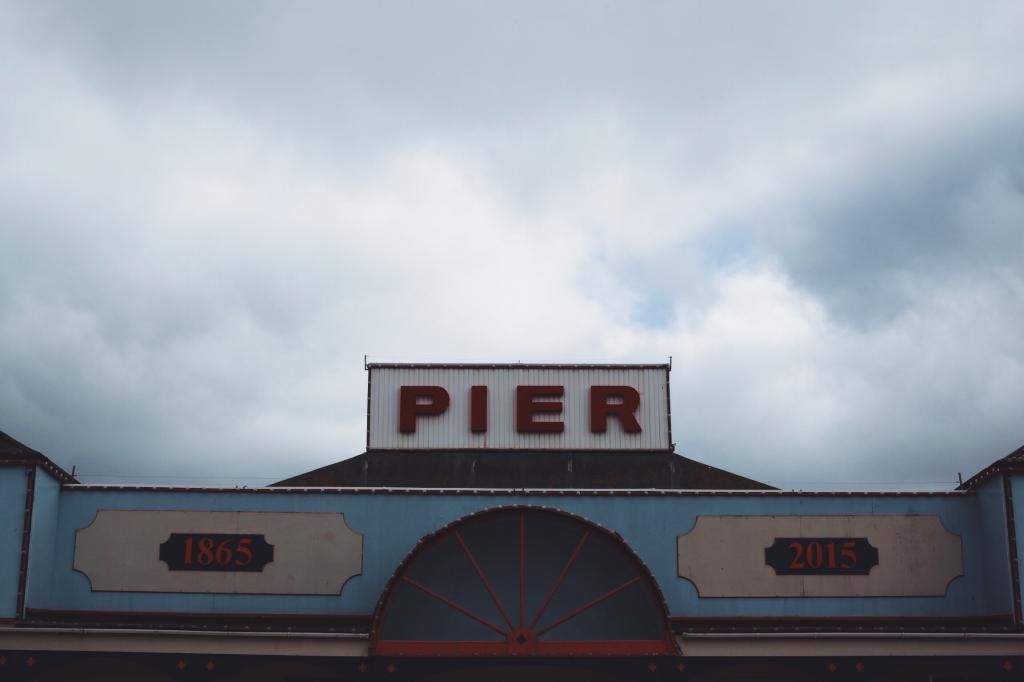 Teignmouth pier Devon in winter