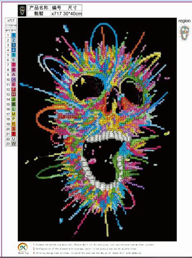 5D Diamond Embroidery Painting Skull Cross Stitch Art Craft Home Decor DIY